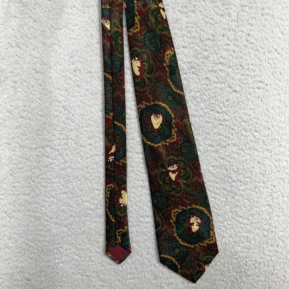 Vintage 1993 Looney Tunes Mania Tie Taz Paisley Necktie Tazmanian Devil 90s